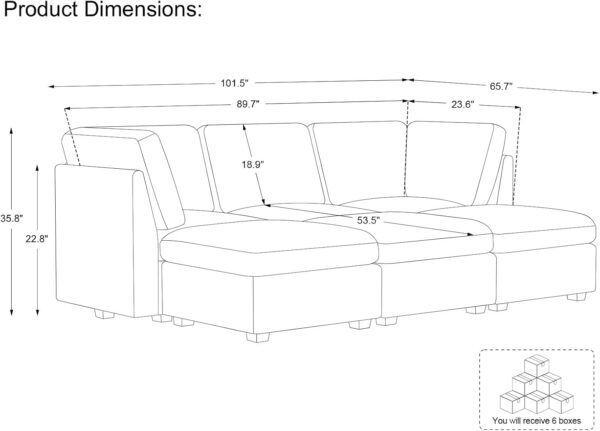 Belffin Modular Sectional Sofa with Storage 6 Seat Corduroy Sectional Sleeper Sofa Bed Modular Sectional Couches for Living Room Green Cloud Couch - Image 2