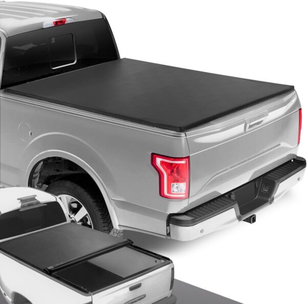 DNA Motoring TTC-RU-015 Truck Bed Soft Vinyl Roll-Up Tonneau Cover Compatible with 15-20 Ford F150 5.5Ft Fleetside Bed , Black