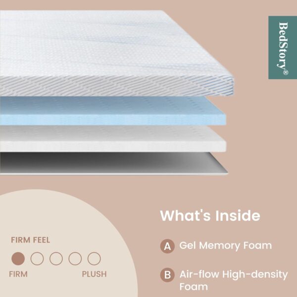 BedStory 3 Inch Firm Mattress Topper Queen Size, Extra Firm Memory Foam Bed Topper for Pain Relief, Cooling Gel Infused High-Density Mattress Pad, Skin-Friendly Non-Slip Cover, CertiPUR-US Certified - Image 2