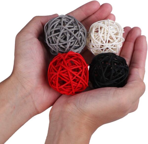 STMK 24 Pcs 2 Inch Rattan Balls Decorations, Wicker Balls Decorative for Home Decor DIY Vase Bowl Filler Ornament Baby Room Nursery Décor Wedding Table Decoration (Black, Grey, Red, White) - Image 4
