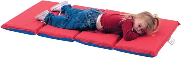Children's Factory Angels 2" Thick Toddler Nap Mat, Red-Blue, 4 Section Waterproof Sleeping Mat for use in Preschools and Daycares