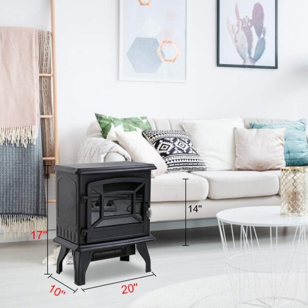 BMS 20" Electric Fireplace Heater Portable Indoor Electric Stove Heater with Freestanding 3D Flame Effect 1400W CSA Approved Safety for Home,Office,Bedroom,Living Room,Basement, Black - Image 7