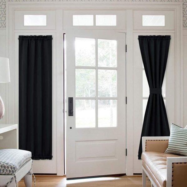 NICETOWN French Door Panel for Sidelights - Blackout Privacy Curtain Patio Door Thermal Insulated Drape and Door Blind for French Door Classroom Lockdown Shade (25W by 72L Inches, Black, 1 Panel) - Image 6