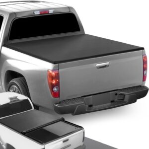 DNA Motoring TTC-RU-042 Pickup Truck Bed Top Roll-Up Vinyl Soft Tonneau Cover Compatible with 04-12 Colorado Canyon / 06-08 I-350 I-370 5' Bed 5'3" Bed, Black