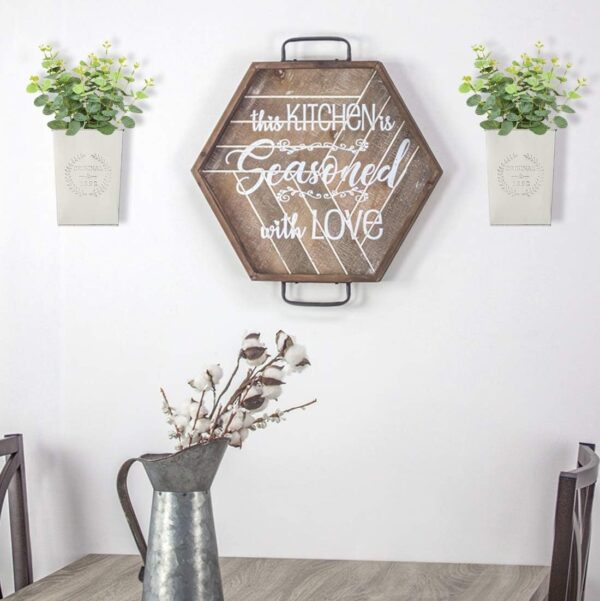 LESEN Set of 2 Farmhouse Metal Wall Planter,Rustic Wall Decor Country Hanging Wall Vase Box for Plants Flower Home Decoration - Image 5