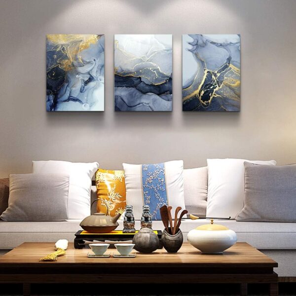 DZRWUBHS Abstract Wall Decor for Living Room Bedroom Wall Art Abstract Ink Wall Painting Wall Artworks Hang Pictures for Office Decoration 3 Panels Bathroom Home Decor Posters 12x16 inch 3 Piece - Image 3
