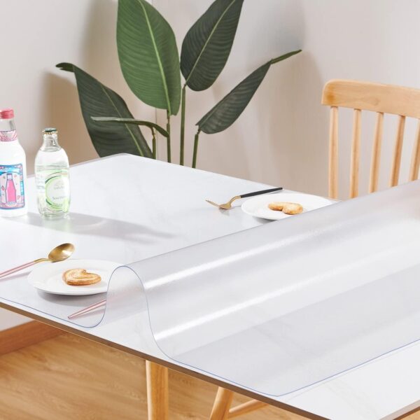 Custom 1.5mm Thick Frosted Table Cover Protector 12 x 60 Inch Waterproof PVC Protective Table Pad Transparent Mat for Coffee Table, Dining Room Table, Office Desk, End Table/Night Stand - Image 3