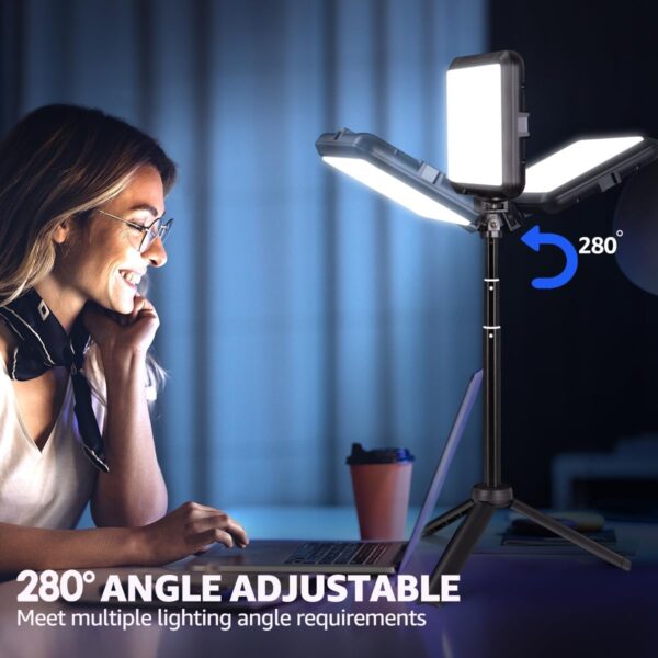 LED Photography Lighting Kit, NiceVeedi 2-Pack 8” Portable Video Light with Adjustable Tripod Stand, 2800K-6500K Dimmable Softlight Studio Light for Zoom, Game Streaming, YouTube - Image 6