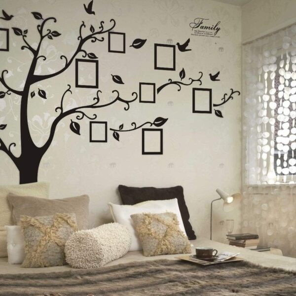 Large Family Tree Wall Decal, DIY Black Photo Frame Tree Wall Decor Sticker Mural Decal Art Décor for Living Room Home Decor (Black Tree to Right) - Image 5