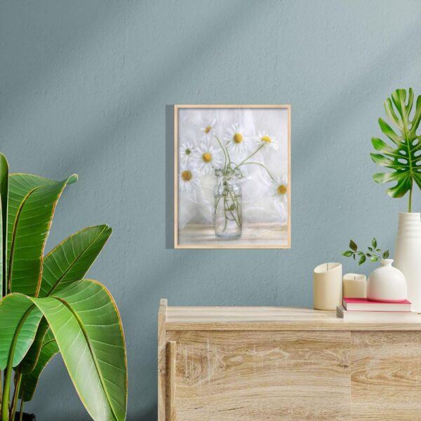 Flowers Bathroom Wall Decor Floral Canvas Wall Art White Daisy in Vase Prints Pictures Rustic Plants Framed Artwork (A, 8X10 inches) - Image 4