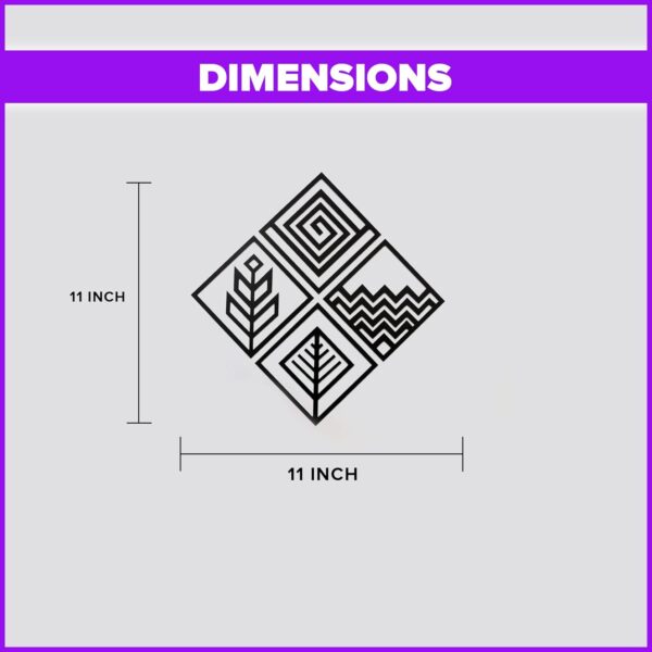 METALPLEX Four Eelements Geometric Wall Art - Fade, Water And Scratch Resistant Indoor And Outdoor Wall Art - Beautiful geometric decor For Bedroom And Living Room Decor - White(11"x11") - Image 4