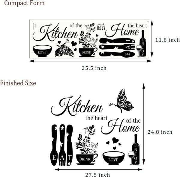 Kitchen Wall Stickers Dining Room Quotes Wall Decals The Kitchen The Heart of The Home Vinyl Wall Sign Art Decor Home Decoration Wall Decal for Kitchen Living Room Dining Room Wall Decorations. - Image 6