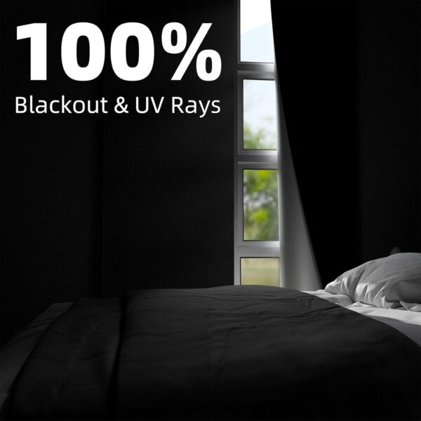 NIGHTON Portable Blackout Curtains 40"×57" Strong Hook and Loop Tape Strips with Adhesive,Blackout Shades That can be Cut,100% Blackout Material Blackout Blinds for Baby Nursery or Travel Use-Black - Image 2