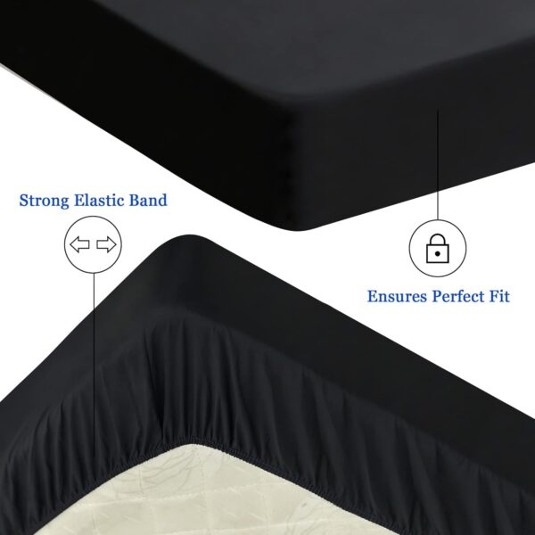 Sufdari Mattress Protector,Waterproof 18" Deep Pocket Mattress Cover Fitted Sheet Style with Elastic Rubber Band,Washable and Easy Care-Black,Queen - Image 4