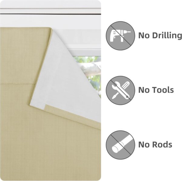 Easy-Going 100% Blackout Door Curtains, Linen Look French Door Blind Window Covering, Thermal Insulated Privacy Tie Up Front Door Curtains for Glass Door, 1 Panel, 26x68 inch, Natural - Image 2