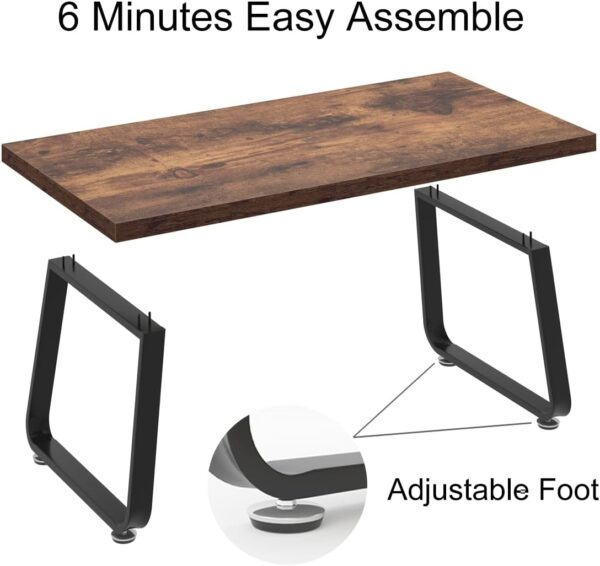 HSH Rustic Coffee Table, Industrial Wood and Metal Center Table, Farmhouse Minimalist Oak Coffee Table for Living Room, Modern Rectangular Wooden Tea&Coffee Table for Bedroom Home, Rustic Brown, 39 In - Image 6