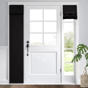 HOMEIDEAS Side Door Curtains for Door Window, Sidelight Curtains for Front Door 2 Panel, Side Door Curtains for Small Window, Privacy Door Window Covering for Glass Door, Black, W12 X L68