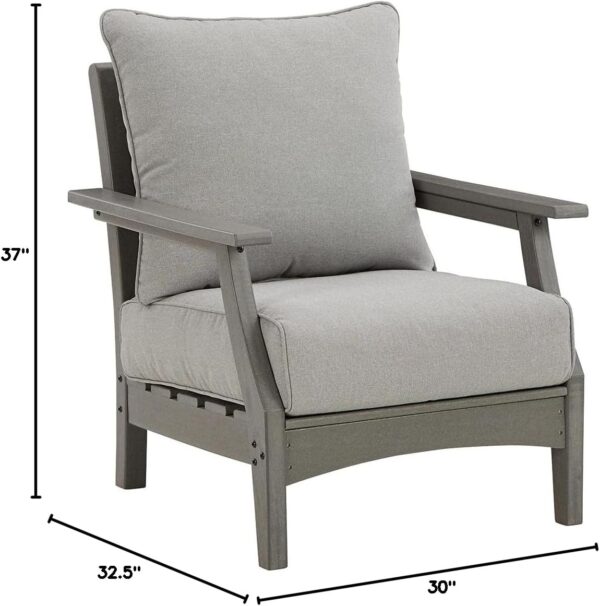 Signature Design Ashley Outdoor Visola Patio HDPE Cushioned Lounge Chair, 2 Count, Gray - Image 3