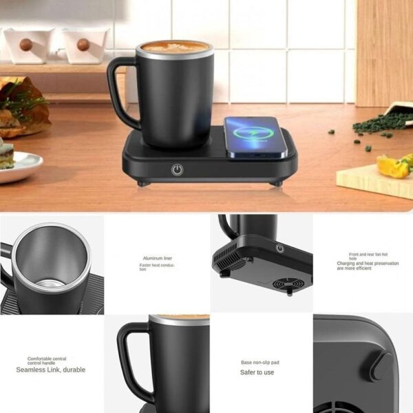 Cooling/Warming/Wireless Charging Mug - 3-in-1 Coffee Cup Cooler and Warmer with 15W Fast Wireless Charger, 12oz, Up to 130℉ or Down to 40℉, Office Desk Home Use(White) - Image 7