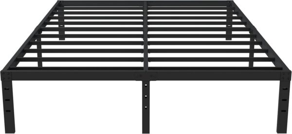 16 Inch Cal King Bed Frame with White Skirt Cover, Metal California King Bed Frames with Storage, No Box Spring Needed, Heavy Duty, Easy Assembly, Noise Free, Mattress Foundation