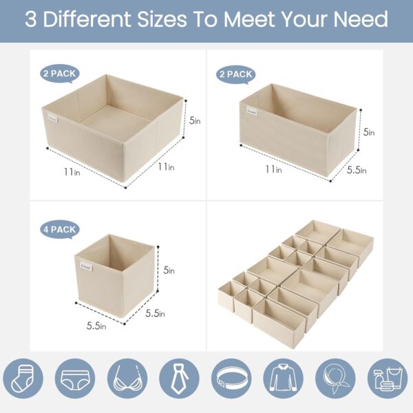 Criusia Drawer Organizer Clothes,16 Pack Underwear Drawer Organizers, Foldable Closet Organizers and Storage Dresser Drawer Dividers Clothing Organizer for Clothes, Socks, Scarves, Bra, Ties (Beige) - Image 3