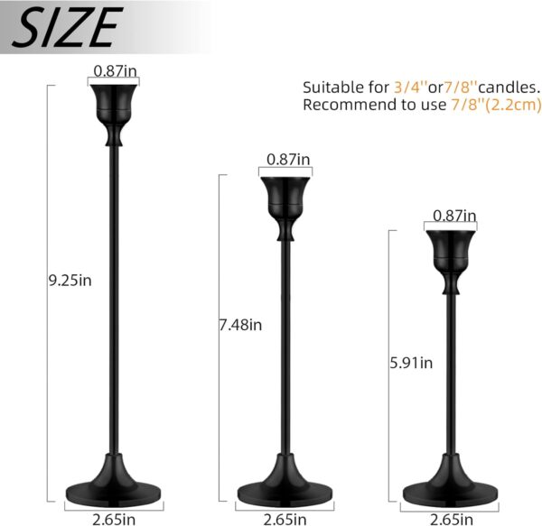 Candlestick Holders,Taper Metal Candle Holder for Candlesticks Black Candelabra Candle Holder Easter Vintage Candle Stick Candle Holder for Fireplace Party Dining Home - Image 3