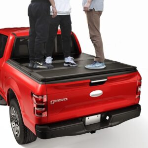 CARMOCAR Hard Tri-Fold Tonneau Cover Replacement for 2015-2024 Ford F-150 Styleside 5.5" Black Truck Bed Cover