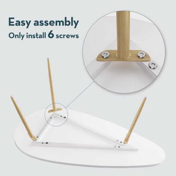 SAYGOER Modern Coffee Table White Coffee Tables for Small Space Unique Simple Oval Center Table for Living Room Home Office Easy Assembly 22.2" D x 42.5" W x 17.1" H - Image 3
