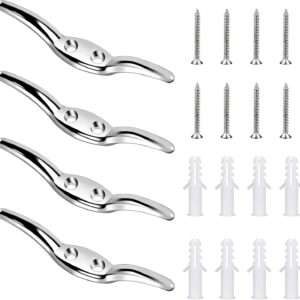 Blind Cord Holder, 4 Pack Blinds Rope Cleat Metal Safety Cord Cleats Blind Cord Clips with Screws Blind Cord Cleat for Home Office Window Blinds Curtains Sun Shades Ropes Accessories