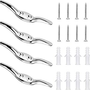 Blind Cord Holder, 4 Pack Blinds Rope Cleat Metal Safety Cord Cleats Blind Cord Clips with Screws Blind Cord Cleat for Home Office Window Blinds Curtains Sun Shades Ropes Accessories