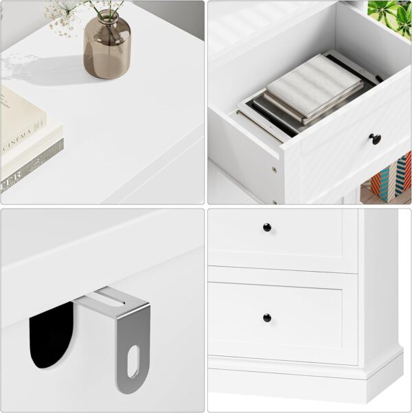 FOTOSOK White Dresser, 6 Drawer Dresser White, Modern Double Chest with Deep Drawers, Wide Storage Organizer Cabinet for Living Room Home - Image 6