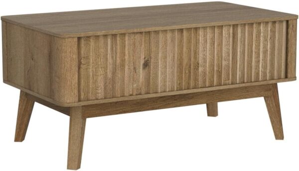 mopio Brooklyn Coffee Table, Lift Top Coffee Tables for Living Room, Mid Century, Modern Farmhouse Center Table with Lifting Top & Hidden Storage, Fluted Panel, Rising Pull Up Dining Table (Oak) - Image 4
