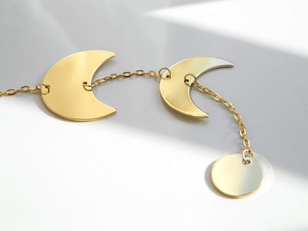 Mkono Moon Phase Wall Hanging Metal Boho Home Decor Vertical Chic Moon Garland for Dorm Nursery Bedroom Living Room Apartment Office, Decorative Wall Art Gift for Girls Mom, Gold - Image 5