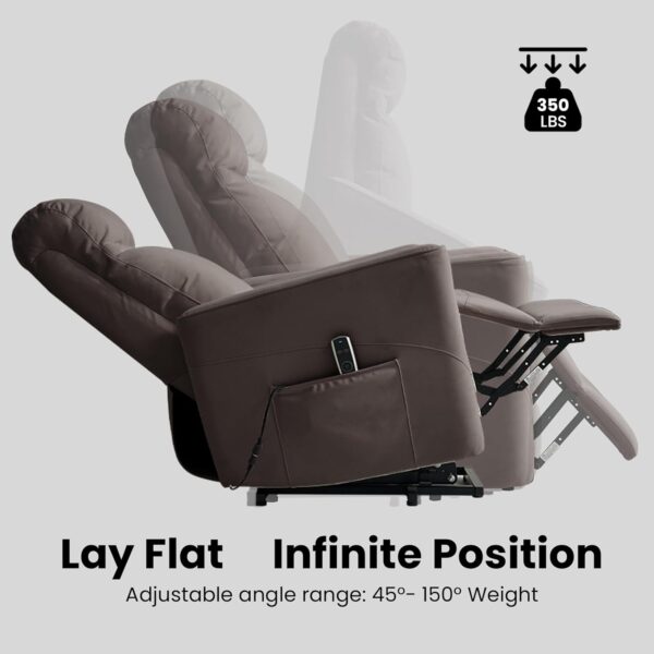 Small Power Lift Recliner Chair for Elderly with 3D Kneading Massage, Adjustable Electric Recliner for Seniors for Small Spaces, Reclining Massage Chair for Adults, Mattevelvet Fabric Sofa, Brown - Image 6