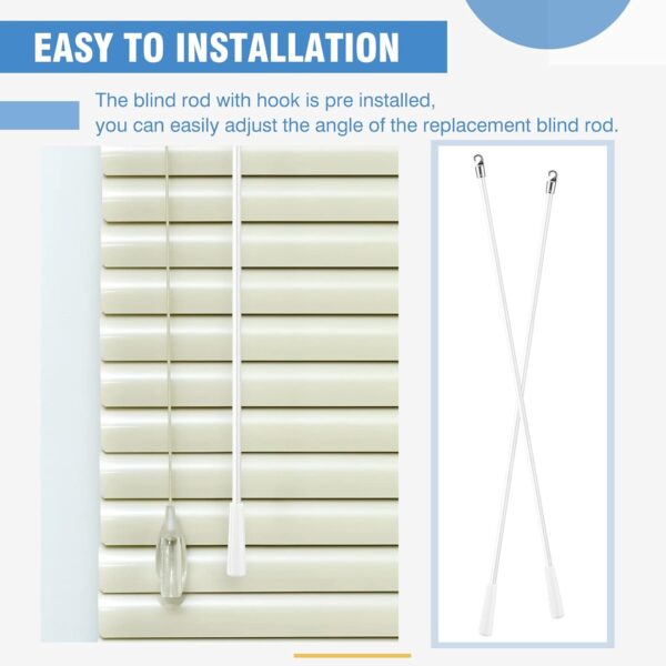 Bokon 4 Pcs Blinds Wand Replacement with Hook and Handle White Fiberglass Long Vertica Blind Wand for Windows Curtain Door Shades Opener Accessory (24 Inch) - Image 5