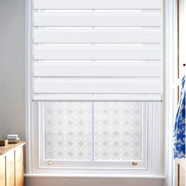 LUCKUP Horizontal Window Shade Blind Zebra Dual Roller Blinds Day and Night Blinds Curtains，Easy to Install 33.5" x 90", White - Image 7