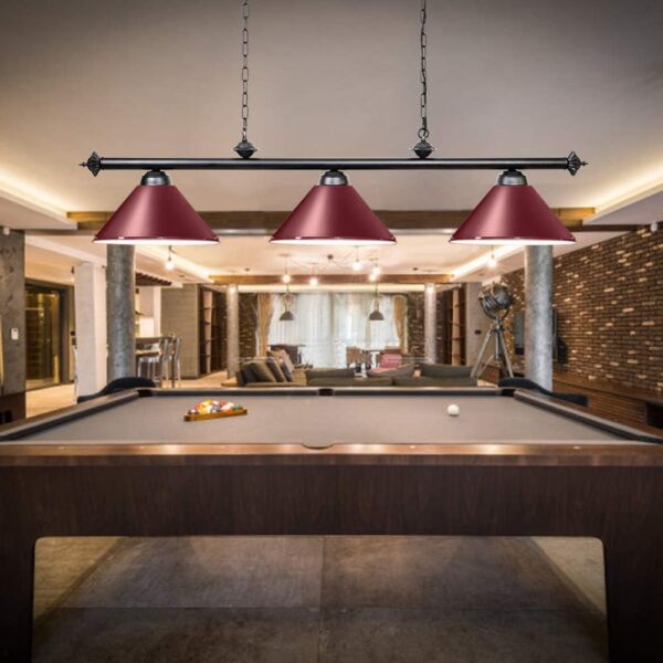 Wellmet Pool Table Lights for 8'/9' Table with 3 Metal Shades, Billiard Lamp for Man Cave, Game Room, Kitchen Island Light for Restaurant Or Dining Room (Burgundy, 59 inch-3 Lights) - Image 5