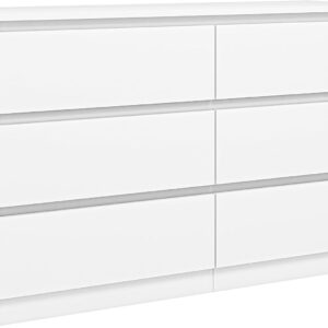 White Dresser 6 Drawer, Modern Double Dresser for Bedroom, Wood Chest of Drawers with Wide Storage for Living Room