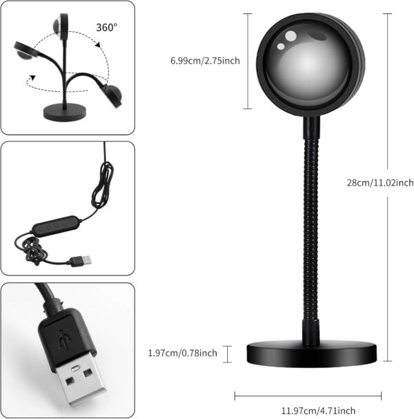 Sunset Lamp Projector with APP & Button Control, 360 Degree Rotation Multiple Colors Changing LED Lamp Night Light, Sunset Light for Bedroom Decor/Party/Christmas Gifts/Tiktok Live/Room Decor - Image 7