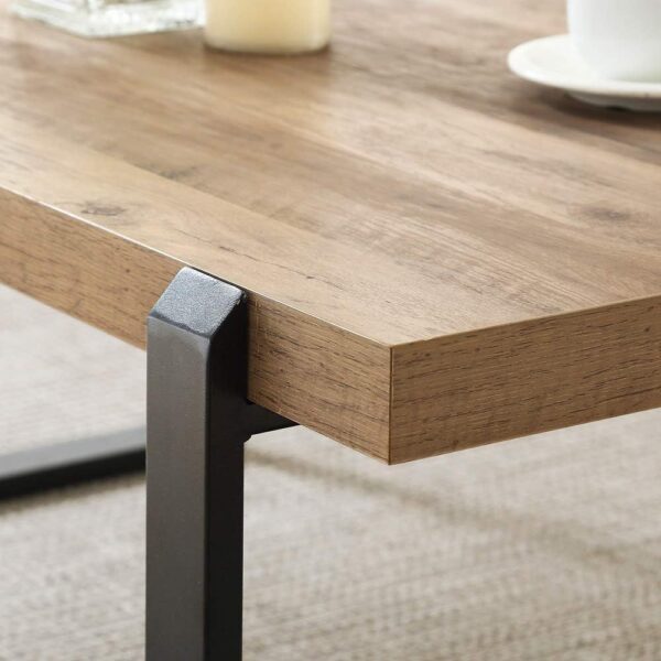 FOLUBAN Rustic Coffee Table,Wood and Metal Industrial Cocktail Table for Living Room, 47 Inch Oak - Image 6