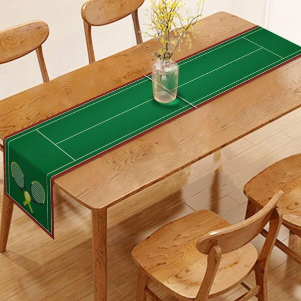 Vohado Tennis Court Table Runner for Tennis Themed Birthday Party Decoration Dining Room Kitchen Home Decor (13" x 90") - Image 2