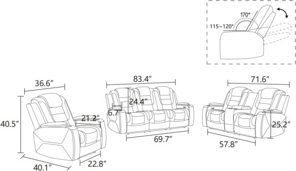 Microfiber Living Room Sofa Set for Living Room, Game Room, Guest Room,Dormitory, Hotel - Image 2