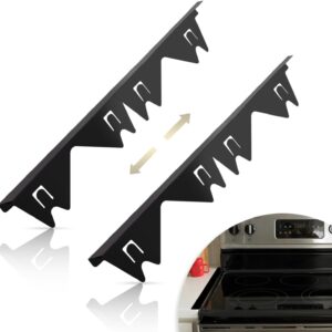 Stainless Steel Stove Gap Covers,Stove Guard,Kitchen Stove Gap Filler, Heat Resistant and Easy to Clean Stove Counter Gap Cover, Adjustable Length 13.8" to 27.6", Black(2 PCS)