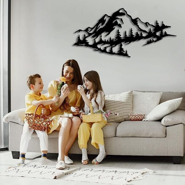 METALPLEX Mountain Range View - Metal Wall Art Home Décor Living Room Office Dining Aluminum Composite Ready to Hang Outdoors and Indoors (Silver, W 30" x H 14" (Large) - Image 3