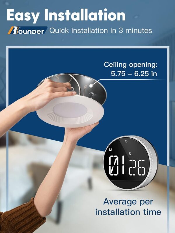 BBOUNDER 12 Pack 5/6 Inch LED Retrofit Recessed Lighting, Selectable 5CCT, Baffle Trim Can Lights, Dimmable, 12.5W=100W, 950 LM, 2700K/3000K/4000K/5000K/6000K Adjustable, Dimmable Recessed Lighting - Image 5