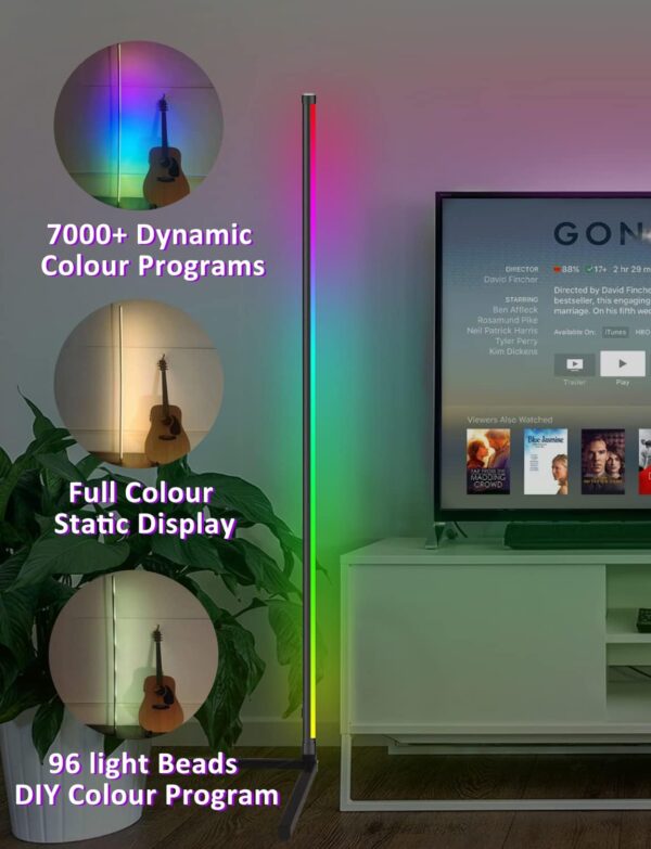 Corner Floor Lamp,60” Smart RGB LED Corner Lamp with App and Remote Control, Color Changing Ambience Light with Music Sync, Easy to Install, Led Floor Lamp for Living Room Bedroom Gaming Room - Image 4