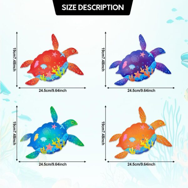 Oraytteo Sea Turtle Wall Decor- 4 Pack Metal Turtle Outdoor Wall Decor, Barthroom Fence Pool Patio Yard Decorations, Gifts for Mom Dad Friends - Image 4