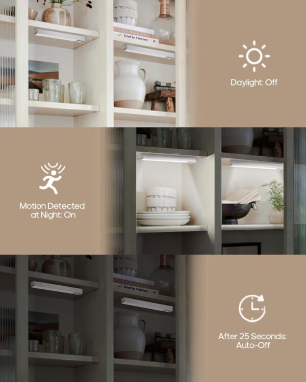 6 Pack Led Under Cabinet Lights Wireless with Charging Station, 7’’ Rechargeable Motion Sensor Light Indoor, Dimmable Closet Lights for Cabinets, Bookshelf, Stair, Hallway - Image 6