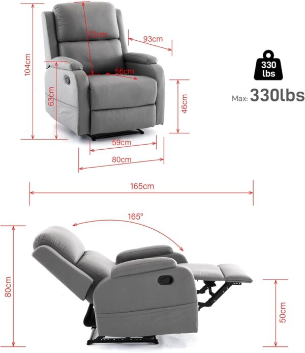 Lazy Boy Recliner Chairs for Adults,Leather Recliner Chair&Reclining Chair with Ajustable Backrest,Small Recliners for Small Spaces,Rocker Recliner&Lazy Boy Recliners,Manual,Havy Duty - Image 2