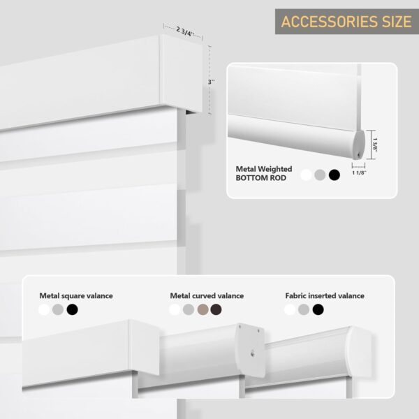 ACMEART Motorized Zebra Shades with Remote,Dual Layer Automatic Window Blinds,Light Filtering Electric Blinds for Home Office Custom Size (Luxury Pure White) - Image 7